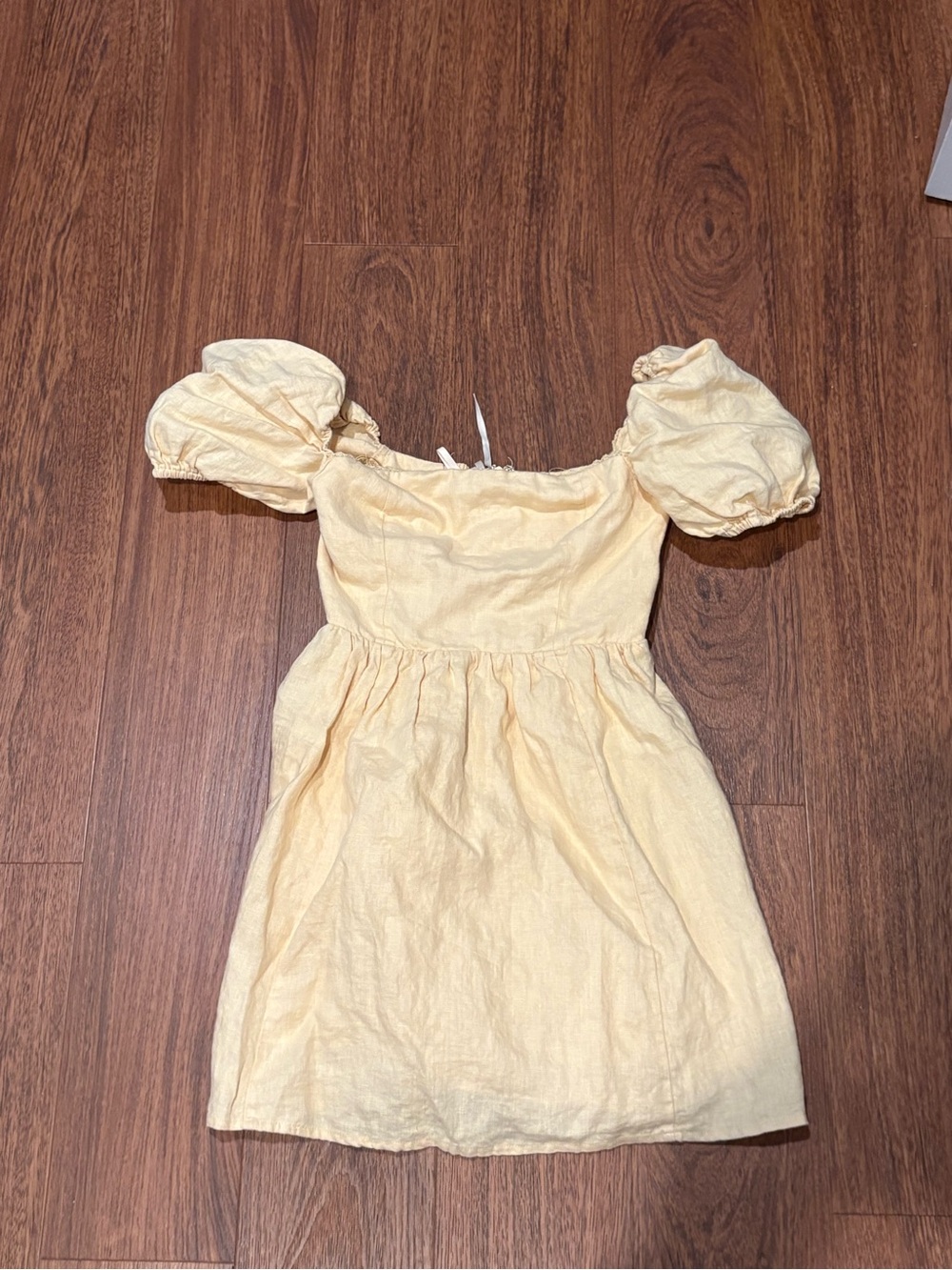 Reformation Women’s Puff-Sleeve Yellow Cotton Dress